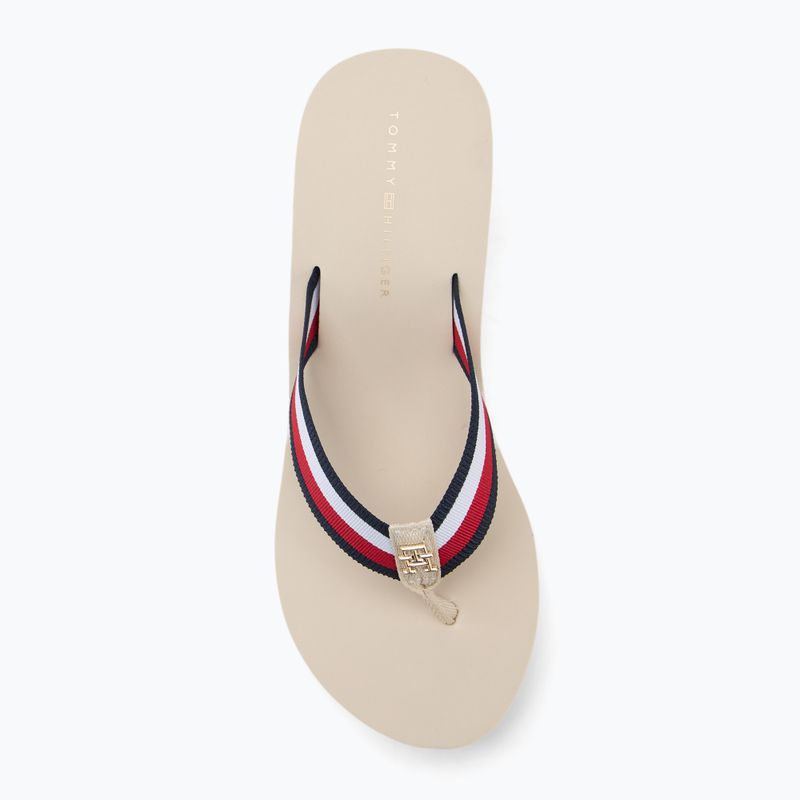 Női flip-flop papucs Tommy Hilfiger Corporate Wedge Beach Sandal muslin 5