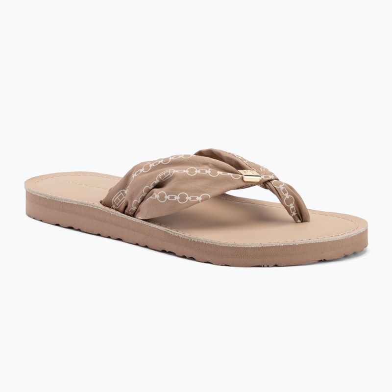 Női flip-flop papucs Tommy Hilfiger Chain Print Elevated Sandal claystone