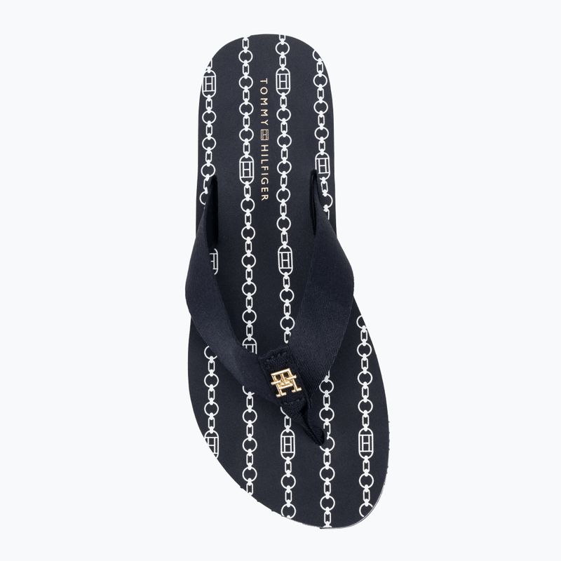 Női flip-flop papucs Tommy Hilfiger Chain Print Beach Sandal space blue 5