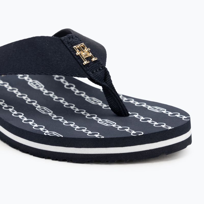 Női flip-flop papucs Tommy Hilfiger Chain Print Beach Sandal space blue 7