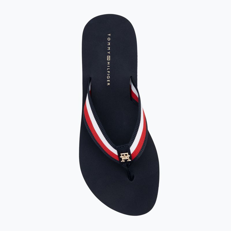 Női flip-flop papucs Tommy Hilfiger Corp Mid Wedge Beach Sandal space blue 5