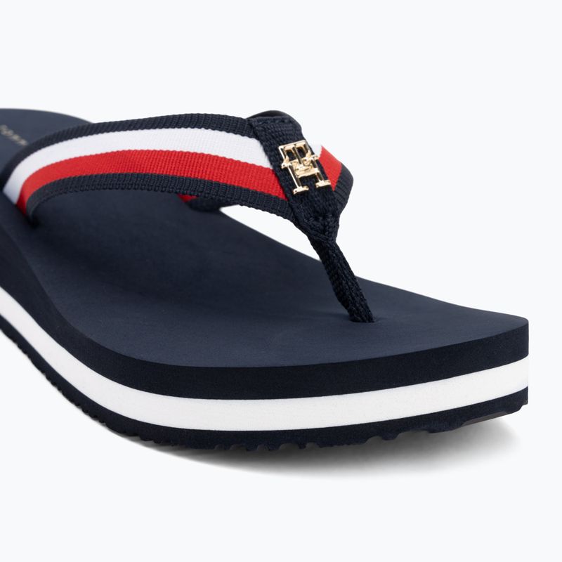 Női flip-flop papucs Tommy Hilfiger Corp Mid Wedge Beach Sandal space blue 7