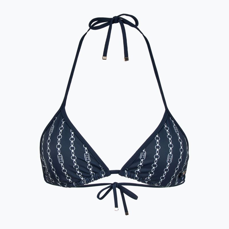 Tommy Hilfiger Triangle Rp Print zászlós láncos fürdőruha felső sötét éjszakai tengerészgyalogság