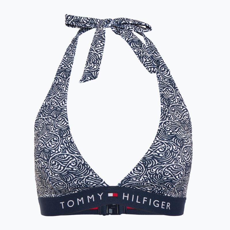 Tommy Hilfiger Halter Rp Print fürdőruha felső illusztrált hullám sötét éjszakai tengerészgyalogság