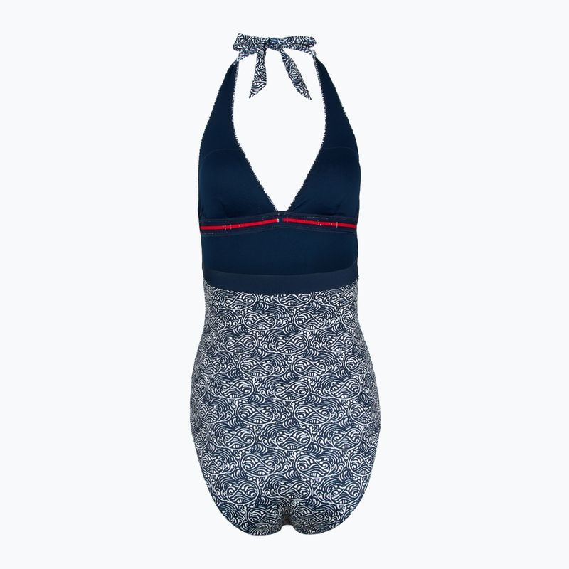 Tommy Hilfiger női egyrészes fürdőruha Halter One Piece Rp Print illusztrált hullám sötét éjszakai tengerészgyalogság 2