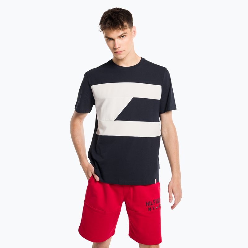 Tommy Hilfiger férfi edzőpóló Colorblocked Mix Media S/S kék