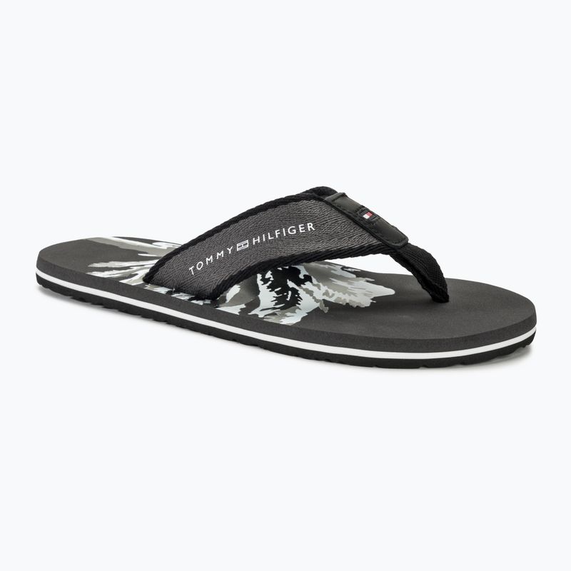 Férfi flop-flop papucs Tommy Hilfiger Palm Print Beach Sandal dark ash