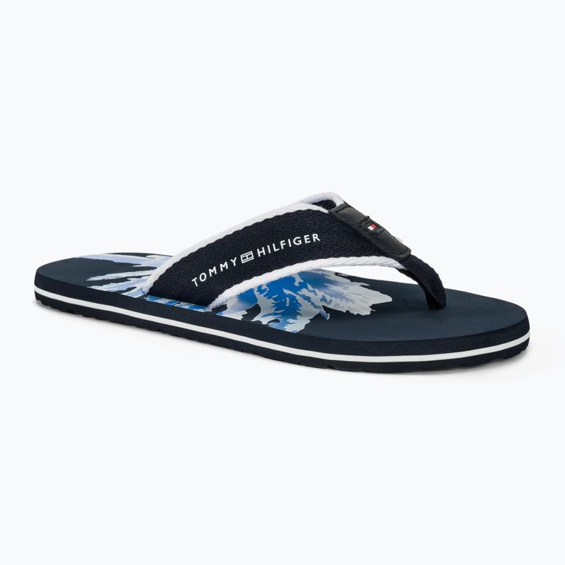 Férfi flop-flop papucs Tommy Hilfiger Palm Print Beach Sandal desert sky