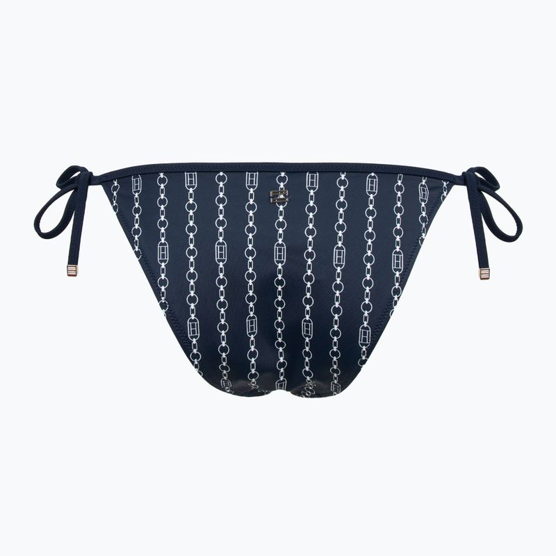 Tommy Hilfiger Cheeky String fürdőruha alsó oldalsó nyakkendő nyomtatás zászlós lánc sötét éjszakai tengerészgyalogság 2