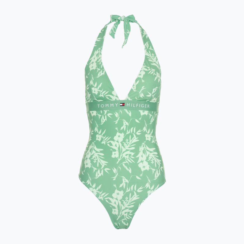 Tommy Hilfiger női egyrészes fürdőruha Halter One Piece Rp Print virágos trópusi aop fort zöld