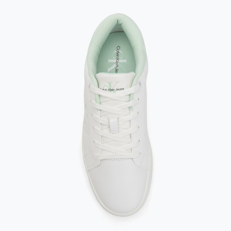 Calvin Klein női cipő YW0YW01444 Classic Cupsole Lowlaceup Lth Wn fényes fehér/holdfény jade 5