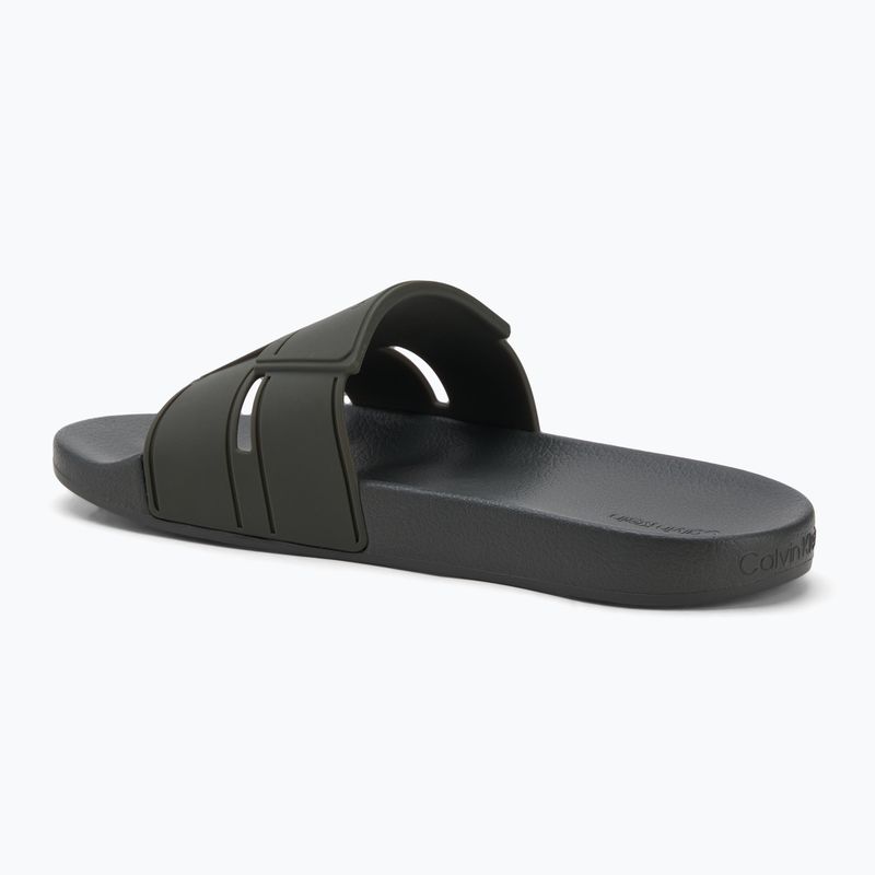 Calvin Klein férfi flip-flop HM0HM01752 Pool Slide Double T sötét olajzöld 3