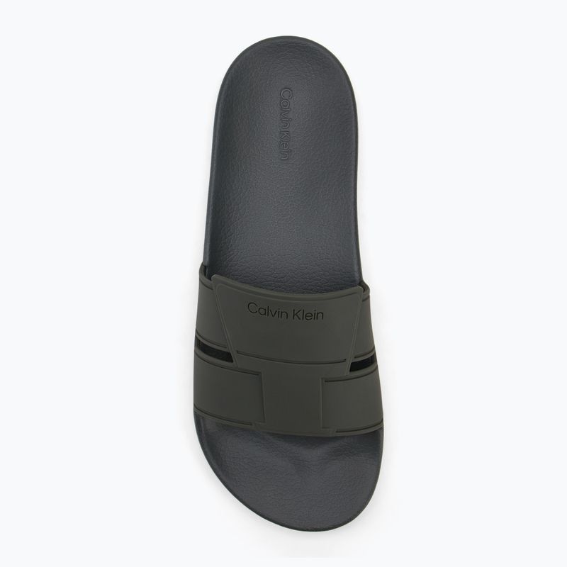 Calvin Klein férfi flip-flop HM0HM01752 Pool Slide Double T sötét olajzöld 5