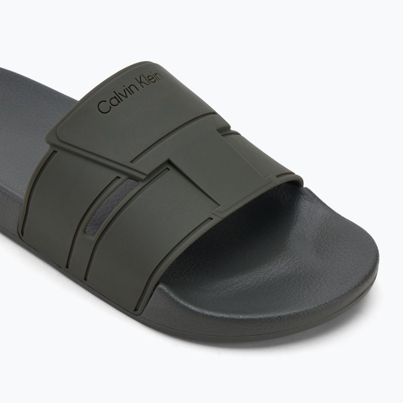 Calvin Klein férfi flip-flop HM0HM01752 Pool Slide Double T sötét olajzöld 7