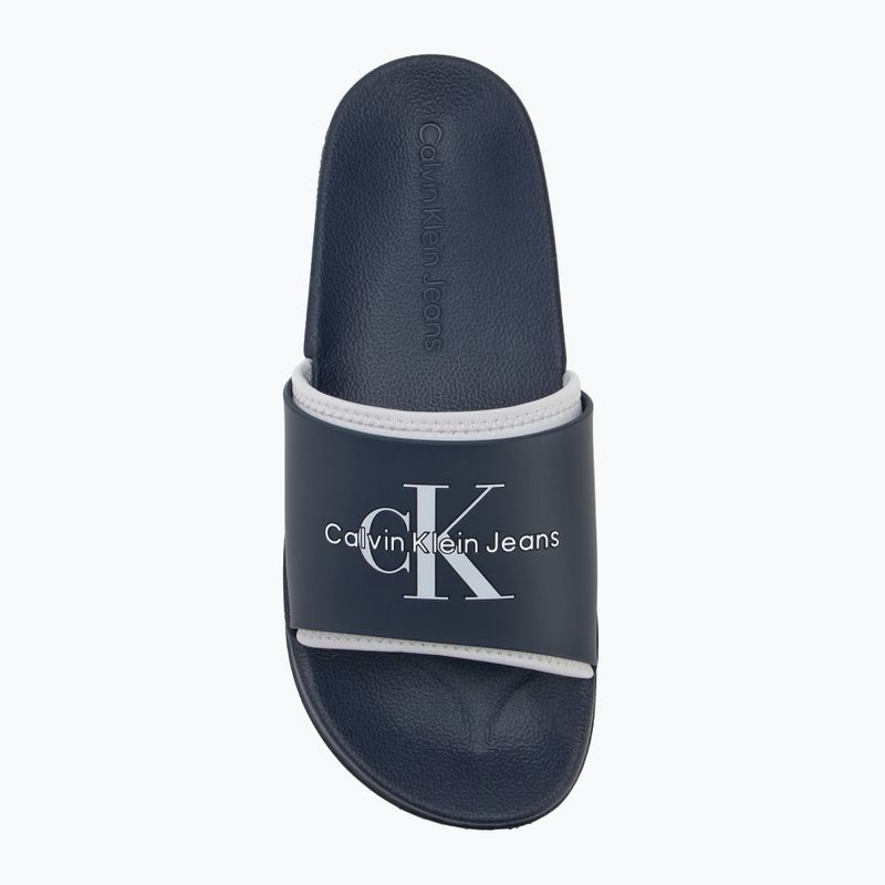 Férfi Calvin Klein YM0YM00361 Slide Rubber Neoprene Monologo navy/oyster mushroom flip-flopok 5