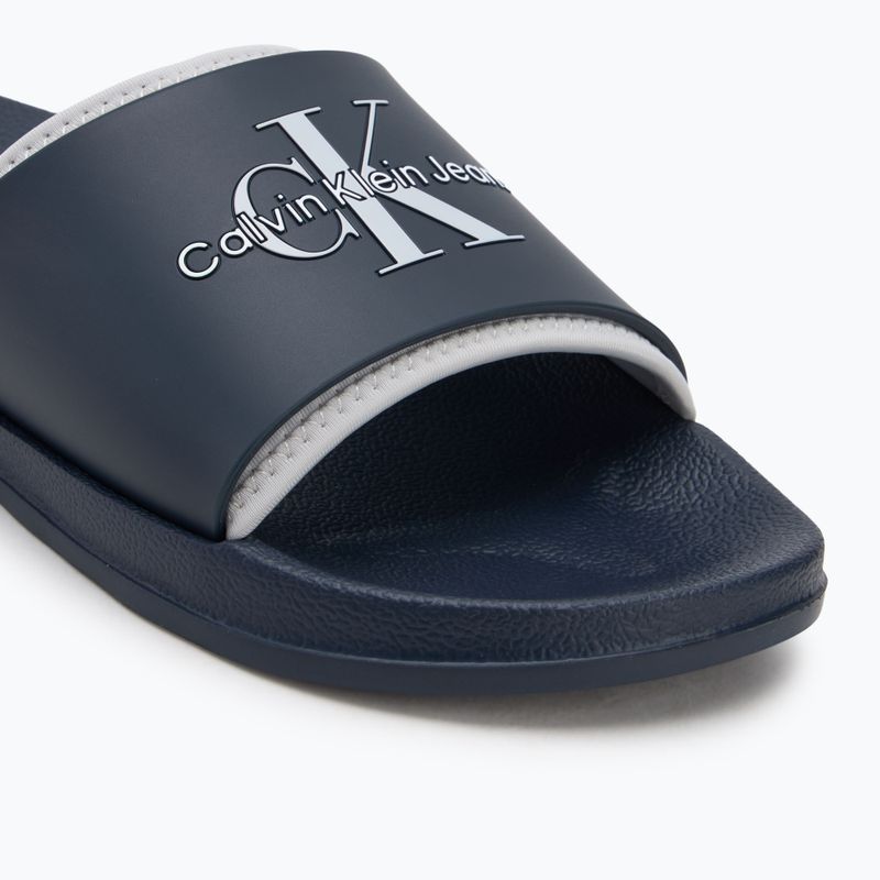 Férfi Calvin Klein YM0YM00361 Slide Rubber Neoprene Monologo navy/oyster mushroom flip-flopok 7