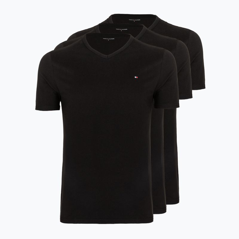 Férfi Tommy Hilfiger pamut V-nyakú póló 3 darab fekete/fekete/fekete