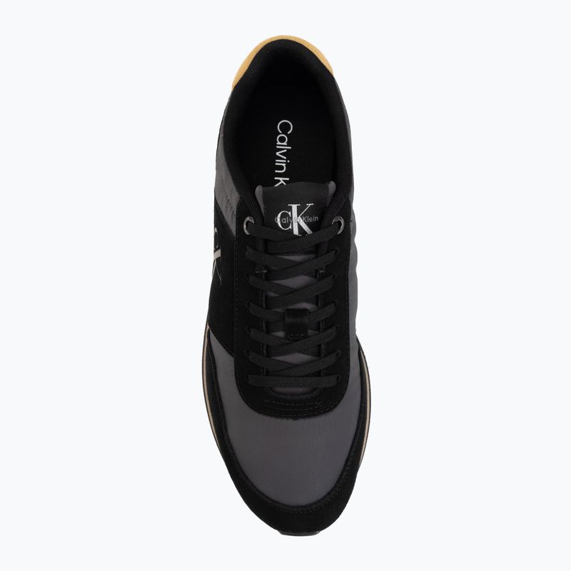 Férfi cipők Calvin Klein HM0HM02212 Retro Runner Bans Leather Suede black/iron gate/amber gold 5