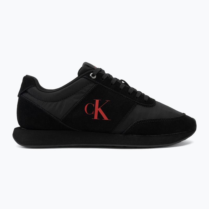 Férfi cipők Calvin Klein HM0HM02212 Retro Runner Bans Leather Suede triple black/adrenaline rush 2