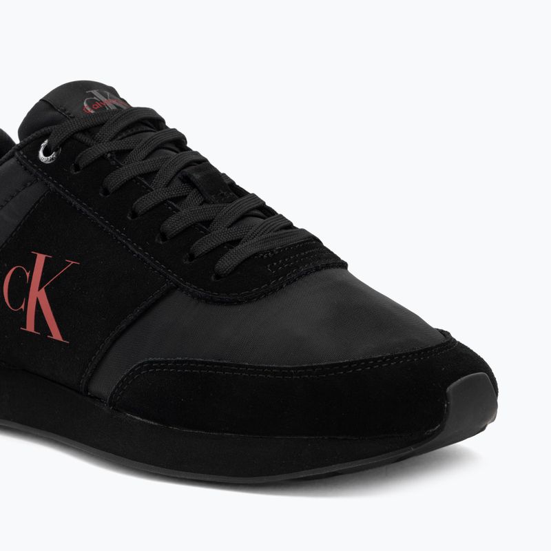 Férfi cipők Calvin Klein HM0HM02212 Retro Runner Bans Leather Suede triple black/adrenaline rush 7