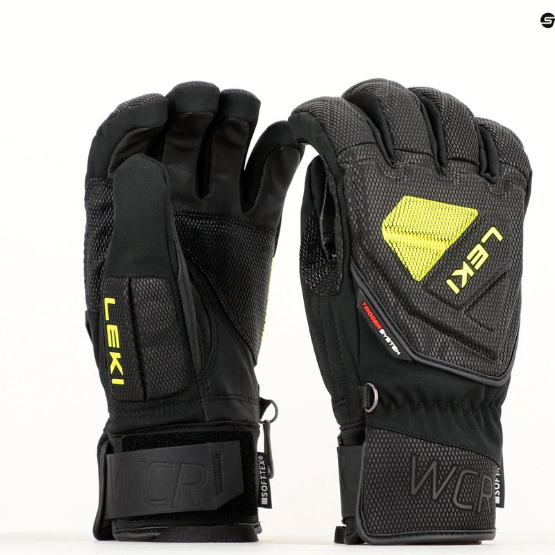 Férfi sí kesztyű LEKI WCR C-Tech 3D fekete jég/zitrom 9
