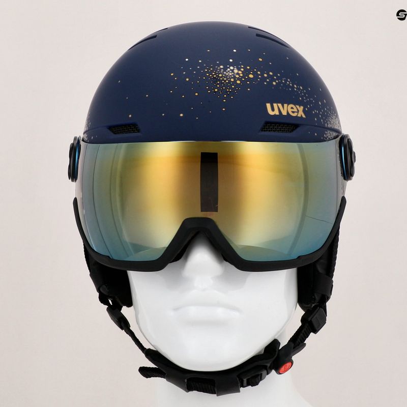Női síbukósisak UVEX Wanted Visor WE fleece csillogás/arany matt/tükör arany füst 11