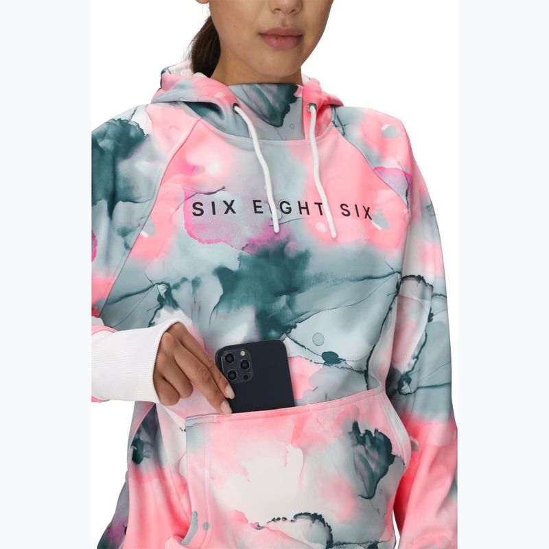 Női snowboard kapucnis pulóver 686 Bonded Fleece Pullover Hoody geranium pink ink 5
