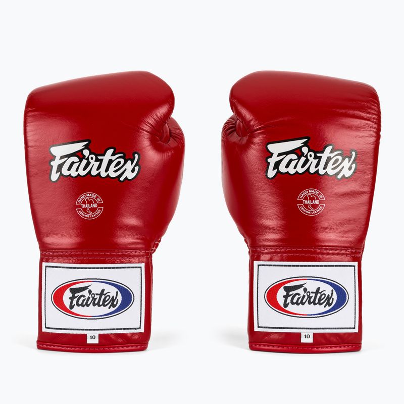 Fairtex Pro Competition Boxing kesztyű Locked Thumb bőr piros 2