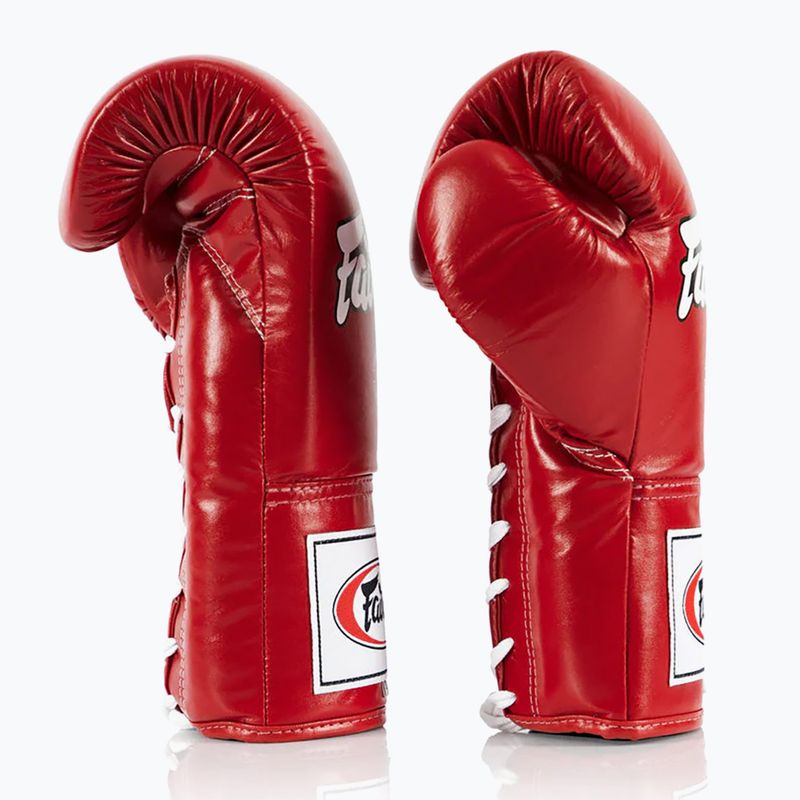 Fairtex Pro Competition Boxing kesztyű Locked Thumb bőr piros 3