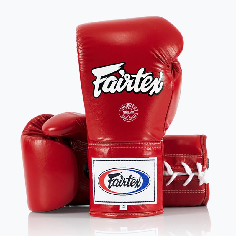 Fairtex Pro Competition Boxing kesztyű Locked Thumb bőr piros 4