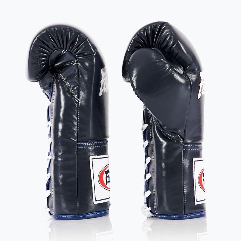 Fairtex Pro Competition Locked Thumb bőr bokszkesztyű kék 3