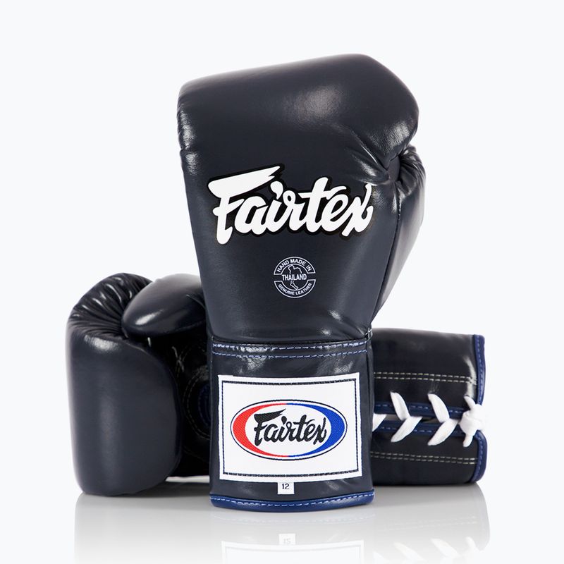 Fairtex Pro Competition Locked Thumb bőr bokszkesztyű kék 4