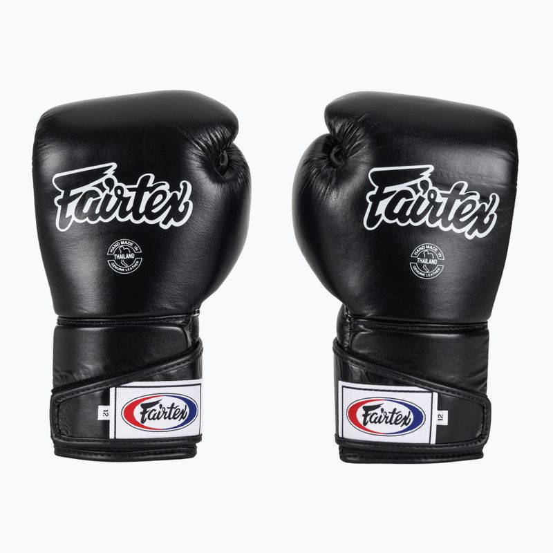 Fairtex stílusos szögletes sparring boxkesztyű - Locked Thumb fekete 2