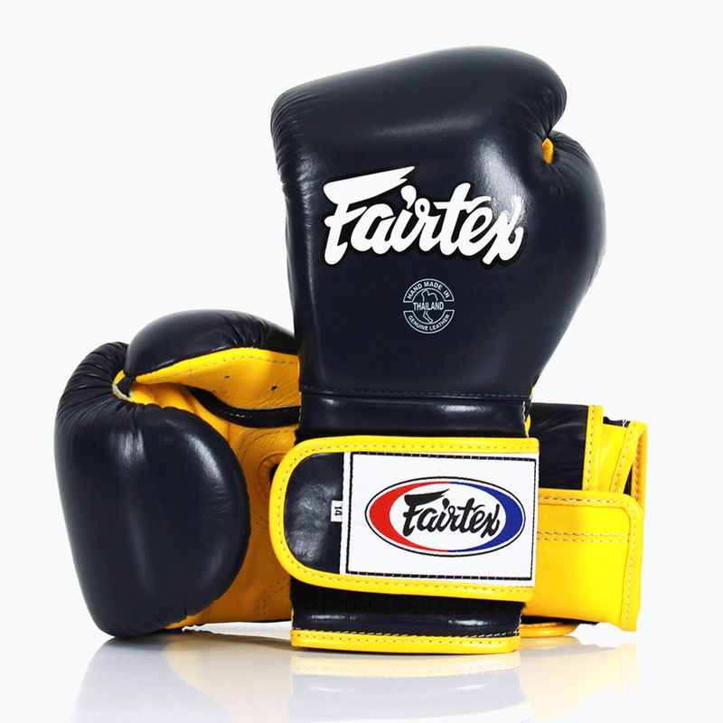 Fairtex Heavy Hitter mexikói stílusú kék/sárga bokszkesztyűk 4