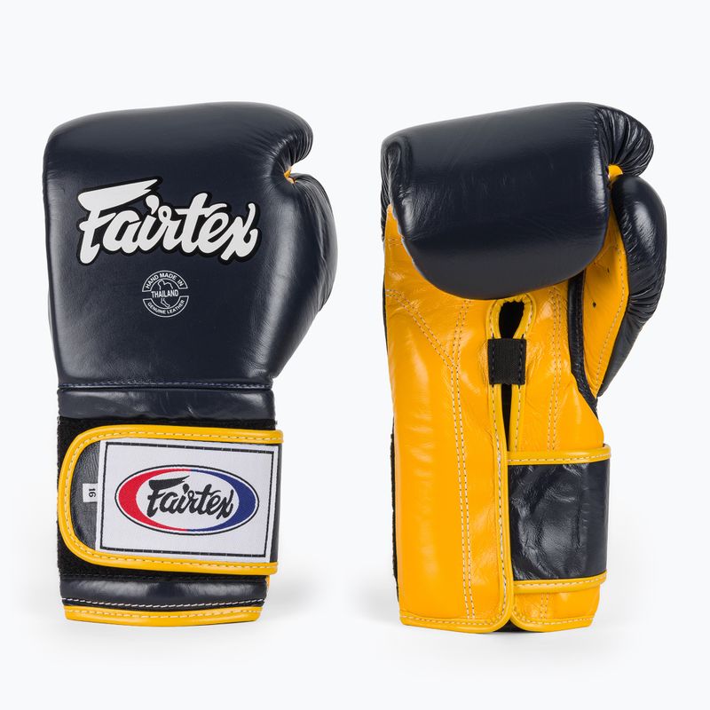 Fairtex Heavy Hitter mexikói stílusú kék/sárga bokszkesztyűk