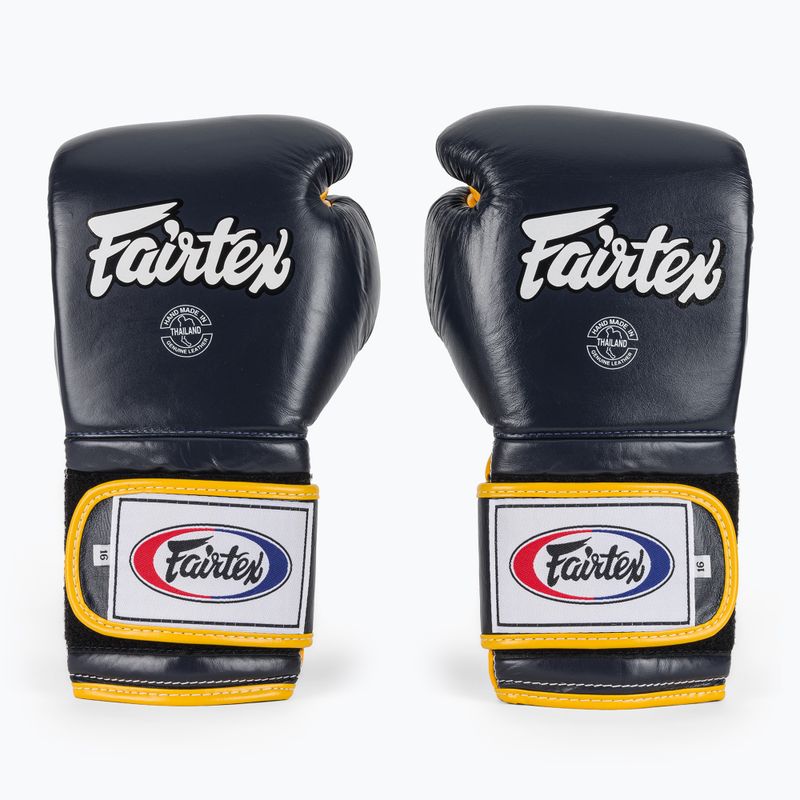 Fairtex Heavy Hitter mexikói stílusú kék/sárga bokszkesztyűk 2