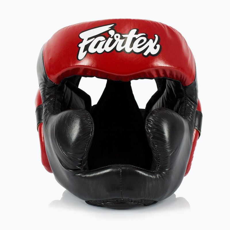 Box fejvédő Fairtex Diagonal Vision Sparring Headguard - Full Head Coverage black/red 2