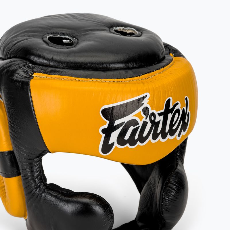 Box fejvédő Fairtex Diagonal Vision Sparring Headguard - Full Head Coverage black/yellow 4