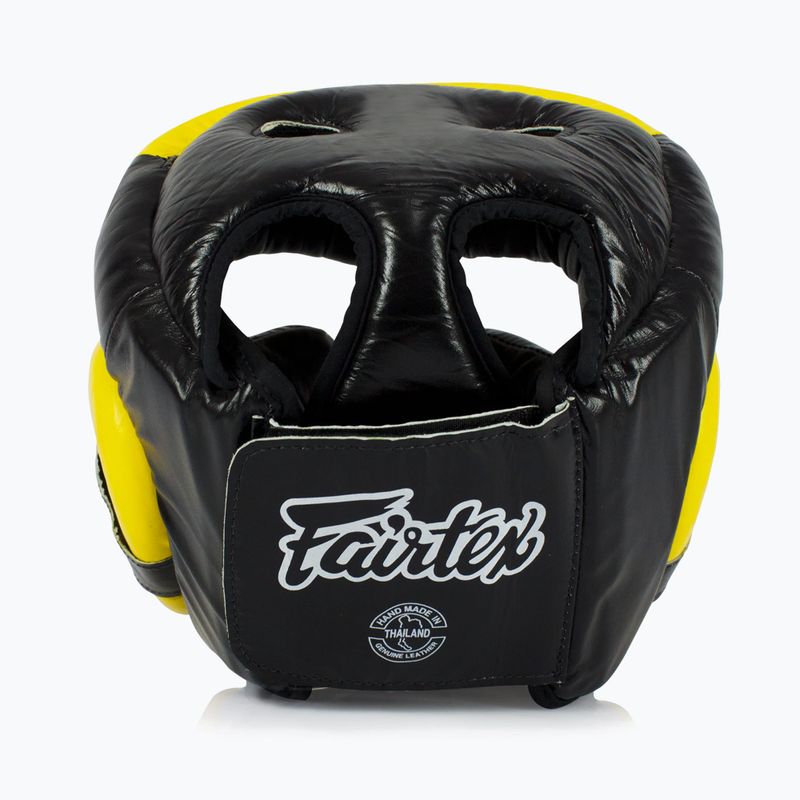 Box fejvédő Fairtex Diagonal Vision Sparring Headguard - Full Head Coverage black/yellow 3