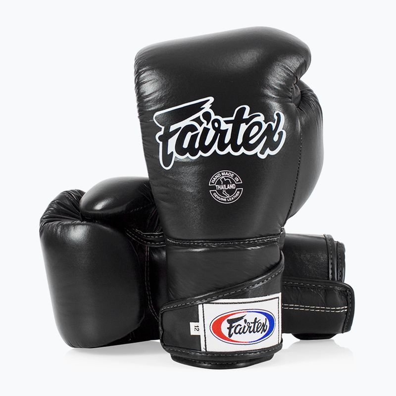 Fairtex stílusos szögletes sparring boxkesztyű - Locked Thumb fekete 4