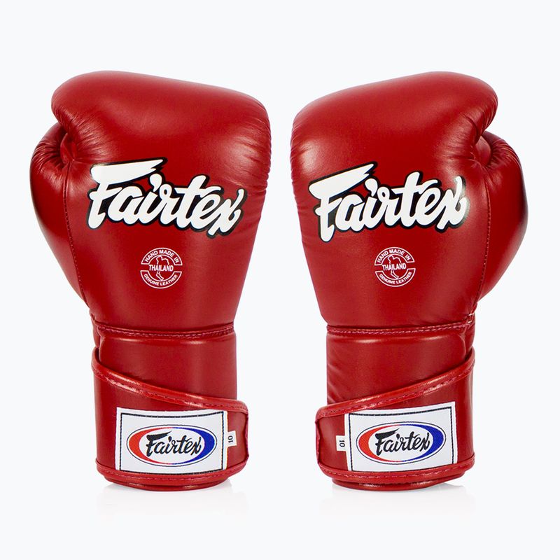 Fairtex stílusos szögletes sparring boxkesztyű - Locked Thumb piros