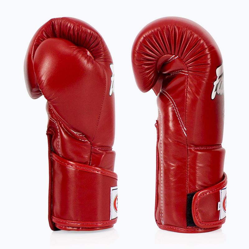 Fairtex stílusos szögletes sparring boxkesztyű - Locked Thumb piros 3