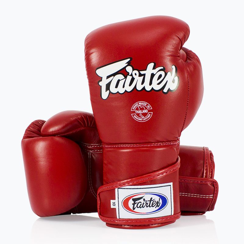 Fairtex stílusos szögletes sparring boxkesztyű - Locked Thumb piros 4