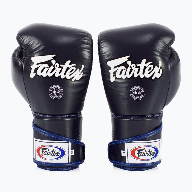 Fairtex stílusos szögletes sparring boxkesztyű - Locked Thumb kék