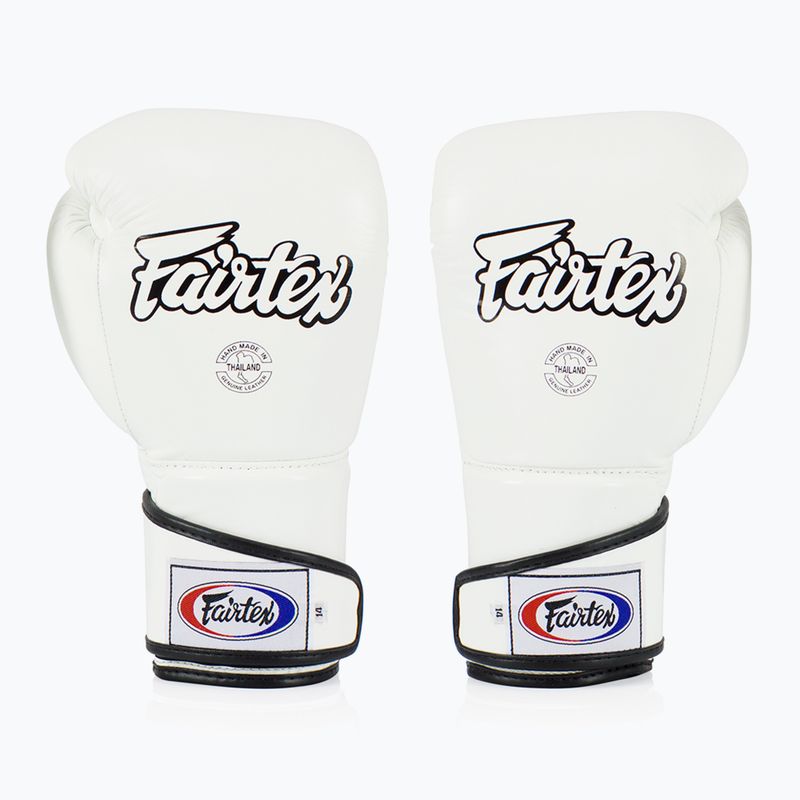 Fairtex stílusos, szögletes sparring boxkesztyű - Locked Thumb fehér