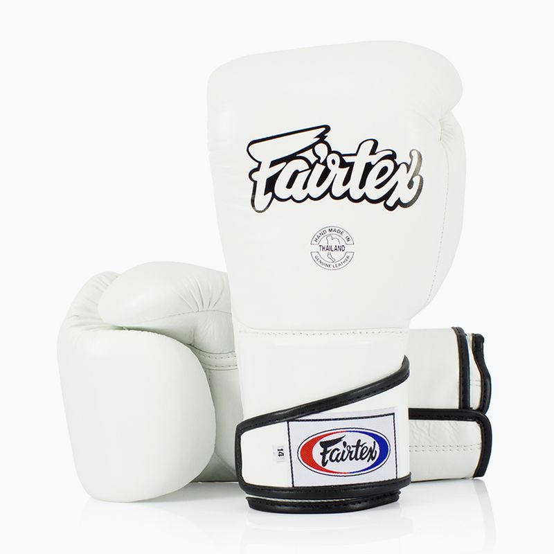 Fairtex stílusos, szögletes sparring boxkesztyű - Locked Thumb fehér 4