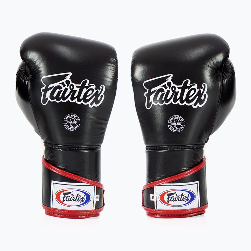 Fairtex stílusos szögletes sparring boxkesztyű - Locked Thumb fekete/fehér/piros