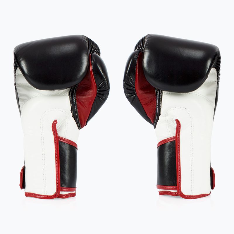 Fairtex stílusos szögletes sparring boxkesztyű - Locked Thumb fekete/fehér/piros 2