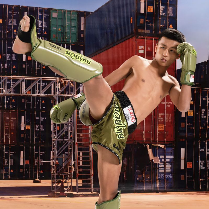 Sípcsont- és lábfejvédők YOKKAO Late Show olive 5