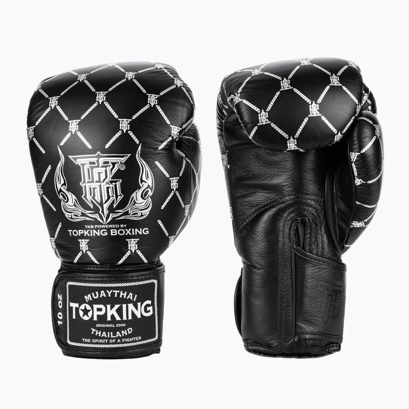 Top King Boxing Chain fekete/ezüst bokszkesztyűk